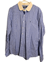 POLO RALPH LAUREN Blue/White Cotton Striped Poplin Dress Shirt